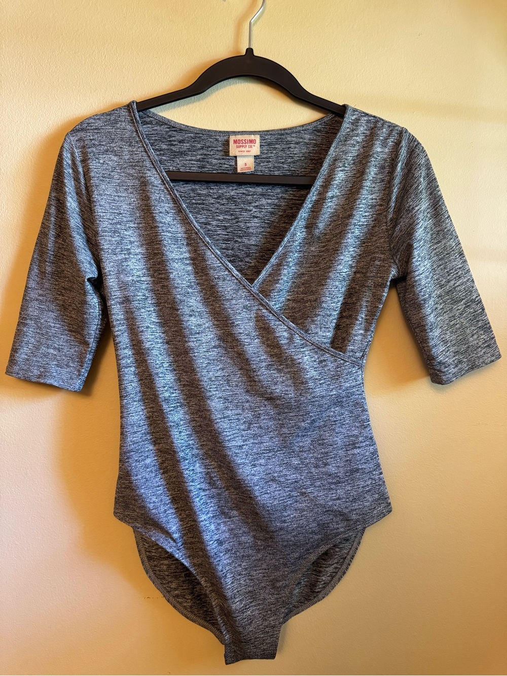 Mossimo Supply Co. Gray Heather Wrap-Front Bodysuit